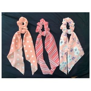 Pack of 3 pink scarf scrunchies